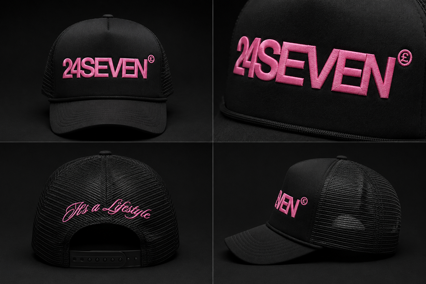 24SEVEN HAT - Black & Pink